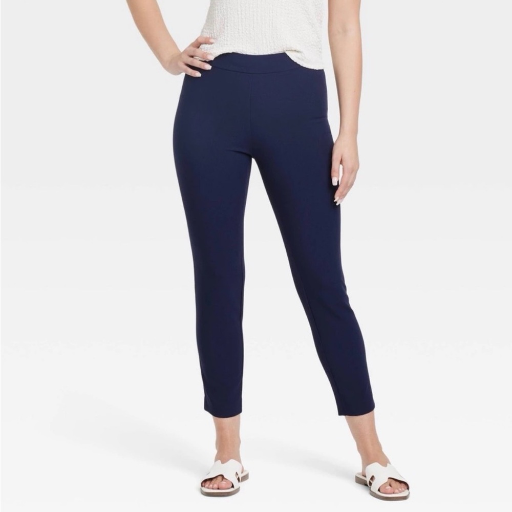 NWT Women's High-Rise Skinny Ankle Pull-on Pants - a New Day™ Navy sz 8 - Picture 1 of 3